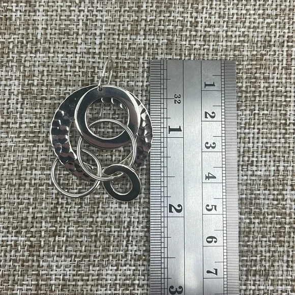 925 Sterling Silver Multi Circles Dangle Earrings Classic Look CII Mexico - Picture 4 of 9